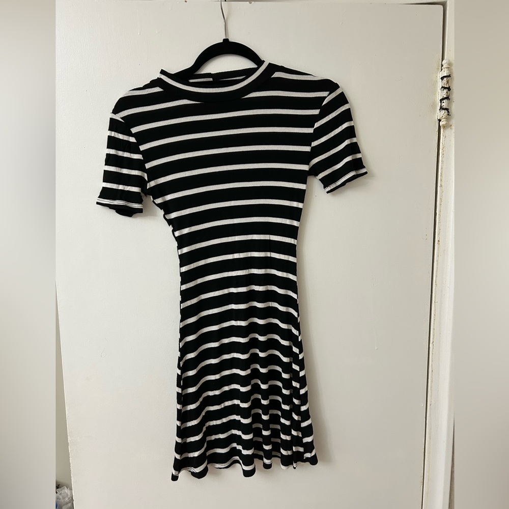 Black and White Striped Women's Dress